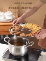 304 스테인리스 스틸 프라이팬 오일 배출 랙 프라이팬 파 팬 팬 상단 오일 배출 팬 상업용 오일 배출 유물 - 이미지 3