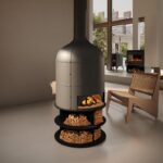 고급 맞춤형 원통형 검은색 벽난로 홈 실내 빌라 거실 벽난로 히터 홈 장작 무연