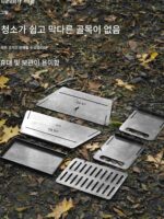 두개골 불 바베큐 그릴 야외 홈 접이식 편리한 카드형 연소 불 테이블 두꺼워진 캠핑 하이킹 조명 - 이미지 5