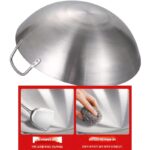 스테인리스 스틸 프라이팬 더블 이어 라운드 바텀 팬 프라이팬 특대형 볶음용 삼각대 상업용 시골 대형 냄비 다양한 스토브에 적합 - 이미지 4