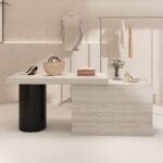 의류 매장 섬 테이블 트라버틴 섬 테이블 디스플레이 테이블 여성 의류 매장 섬 테이블 신발 및 가방 디스플레이 물 디스플레이 테이블 - 이미지 5