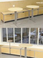 커피숍 등받이 보관 부스 정원 의자 상업용 알루미늄 프로파일 오션 보드 야외 벤치 더블 소파 벤치 - 이미지 3