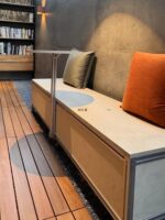 커피숍 등받이 보관 부스 정원 의자 상업용 알루미늄 프로파일 오션 보드 야외 벤치 더블 소파 벤치 - 이미지 4