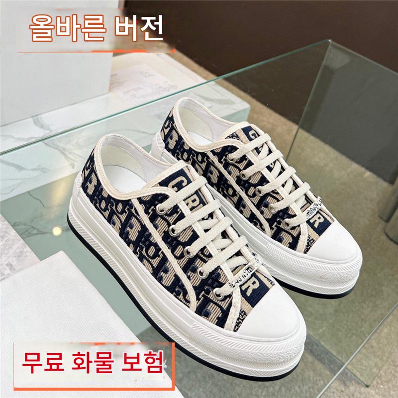 main_853004435144_0-2 여성용 D 자수 캔버스 슈즈 2024년 봄 신상 두꺼운 밑창 레트로 올드 플라워 레터스 캐주얼 스포츠 슈즈 - 이미지 1