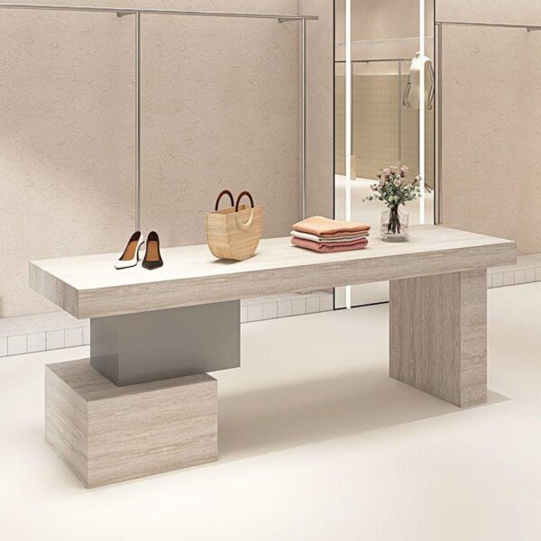 의류 매장 섬 테이블 트라버틴 섬 테이블 디스플레이 테이블 여성 의류 매장 섬 테이블 신발 및 가방 디스플레이 물 디스플레이 테이블