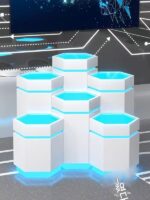 특수 모양의 빛나는 육각형 사각형 원형 페인트 디스플레이 스탠드 전시장 디스플레이 상업용 섬 디스플레이 캐비닛 - 이미지 2