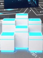 특수 모양의 빛나는 육각형 사각형 원형 페인트 디스플레이 스탠드 전시장 디스플레이 상업용 섬 디스플레이 캐비닛 - 이미지 3