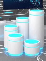 특수 모양의 빛나는 육각형 사각형 원형 페인트 디스플레이 스탠드 전시장 디스플레이 상업용 섬 디스플레이 캐비닛 - 이미지 4