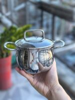 18/10 스테인리스 스틸 더블 이어 소형 우유 냄비 이유식 냄비 소형 수프 냄비 스튜 냄비 유도 조리기 범용 12/14cm