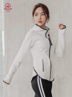 KAYANTY 러닝 스포츠 재킷 여성용 속건 요가복 야외 모닝 러닝 가을 겨울 플러스 벨벳 피트니스 상의 두꺼움