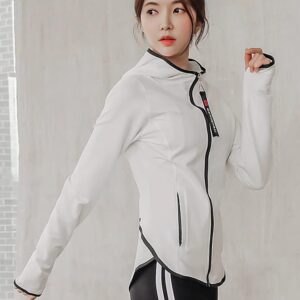 KAYANTY 러닝 스포츠 재킷 여성용 속건 요가복 야외 모닝 러닝 가을 겨울 플러스 벨벳 피트니스 상의 두꺼움