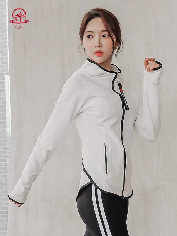 KAYANTY 러닝 스포츠 재킷 여성용 속건 요가복 야외 모닝 러닝 가을 겨울 플러스 벨벳 피트니스 상의 두꺼움