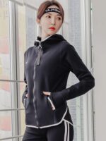 KAYANTY 러닝 스포츠 재킷 여성용 속건 요가복 야외 모닝 러닝 가을 겨울 플러스 벨벳 피트니스 상의 두꺼움 - 이미지 4