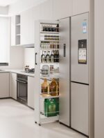 맞춤형 주방 금속 틈새 랙 냉장고 측면 풀아웃 바닥형 매우 좁은 소형 카트 틈새 보관 캐비닛 - 이미지 2