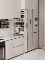 맞춤형 주방 금속 틈새 랙 냉장고 측면 풀아웃 바닥형 매우 좁은 소형 카트 틈새 보관 캐비닛 - 이미지 3