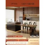 섬 테이블 식탁 통합 가정용 목재 그레인 록 플레이트 앤틱 스타일 섬 테이블 사용자 정의 가능한 접이식 오픈 키친 다운