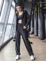 KAYANTY 루즈 재킷 속건성 의류 플러스 벨벳 모닝 러닝 스포츠 슈트 여성 가을과 겨울 전문 체육관 요가 의류 - 이미지 3