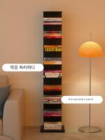 벽면에 통합된 보이지 않는 책장 공간 절약형 바닥형 랙 간단한 책 보관 유물 학생용 수직 책장 - 이미지 2