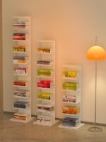 벽면에 통합된 보이지 않는 책장 공간 절약형 바닥형 랙 간단한 책 보관 유물 학생용 수직 책장 - 이미지 4