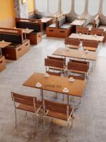 커피숍 테이블과 의자 조합 산업 스타일 카드 시트 소파 밀크티 숍 간단한 식사 가벼운 음식 가게 오션 보드 다이닝 의자 상업용 - 이미지 2