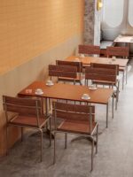 커피숍 테이블과 의자 조합 산업 스타일 카드 시트 소파 밀크티 숍 간단한 식사 가벼운 음식 가게 오션 보드 다이닝 의자 상업용 - 이미지 5