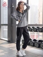 KAYANTY 체육관 러닝 스포츠 슈트 여성 가을 ​​겨울 야외 아침 러닝 슬림 요가복 느슨한 속건성 의류