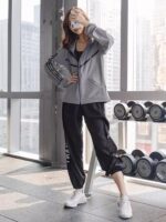 KAYANTY 체육관 러닝 스포츠 슈트 여성 가을 ​​겨울 야외 아침 러닝 슬림 요가복 느슨한 속건성 의류 - 이미지 2