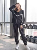 KAYANTY 체육관 러닝 스포츠 슈트 여성 가을 ​​겨울 야외 아침 러닝 슬림 요가복 느슨한 속건성 의류 - 이미지 3