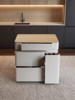 더블 고래 원목 고래 C형 싱글 아일랜드 테이블 분리형 신품 고급형 라이트 럭셔리 록 플레이트 식탁 텔레스코픽 다운턴 캐비닛 가이드 테이블 레스토랑 - 이미지 3