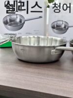 수출형 이탈리아 브랜드 18/10 스테인리스 7겹 스틸 일체형 평저 소형 프라이팬 24*8cm 인덕션 쿠커 - 이미지 3