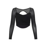 가을과 겨울 여성용 요가복, 가슴 패드 스포츠 상의, 고가 메시 긴팔 필라테스 트레이닝 피트니스복 - 이미지 5