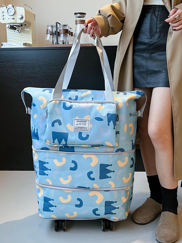 main_856424225828_0-1 여성용 범용 휠 접이식 여행 가방, 가볍고 대용량, 트롤리 수하물 가방, 학생 기숙사 휴대용 여행 가방 - 이미지 1