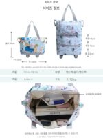 여성용 범용 휠 접이식 여행 가방, 가볍고 대용량, 트롤리 수하물 가방, 학생 기숙사 휴대용 여행 가방 - 이미지 3