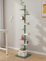 다층 철제 선반 심플 보이지 않는 책장 사무실 홈 공간 절약 디스플레이 코너 좁은 측면 벽 보관 선반 - 이미지 3