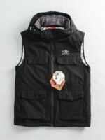 외국 무역 오리지널 테일 상품 남성 겨울 야외 두꺼운 코튼 조끼 후드 방풍 따뜻한 다중 포켓 작업복 코튼 코트