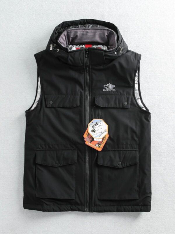 외국 무역 오리지널 테일 상품 남성 겨울 야외 두꺼운 코튼 조끼 후드 방풍 따뜻한 다중 포켓 작업복 코튼 코트