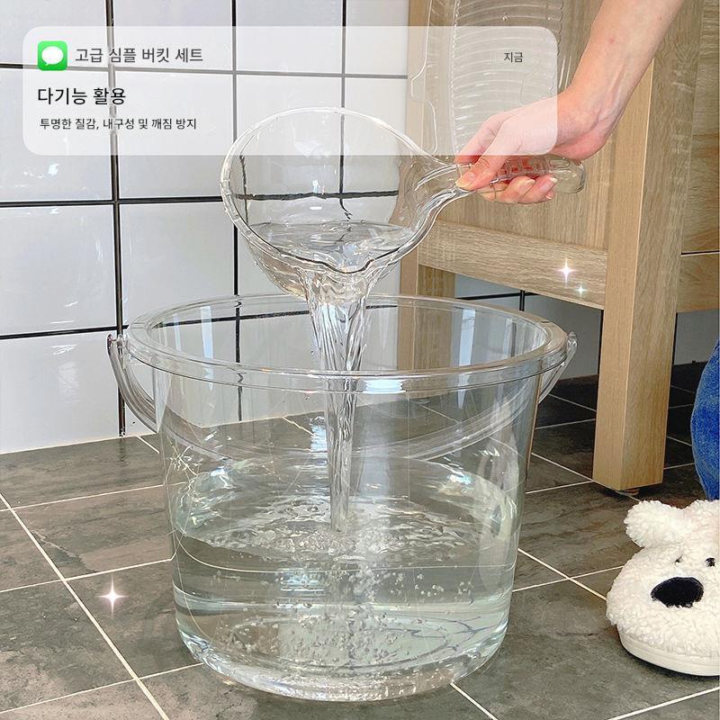 main_856763684244_0-2 페인트 팬 버킷 특수 버킷 가정용 물 저장 세탁 휴대용 소형 버킷 학생 기숙사 투명 커버 두꺼운 플라스틱 - 이미지 1