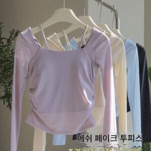여성 요가복 2025년 신상품 가을 겨울 상의 하이엔드 스포츠 뷰티풀 피트니스복 필라테스 스몰 롱슬리브