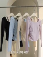 여성 요가복 2025년 신상품 가을 겨울 상의 하이엔드 스포츠 뷰티풀 피트니스복 필라테스 스몰 롱슬리브 - 이미지 5