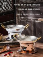 일본 수입 무지 두껍게 한 304 스테인리스 스틸 건조 냄비 상업용 알코올 스토브 특수 식기 겨울 따뜻한 수프 냄비