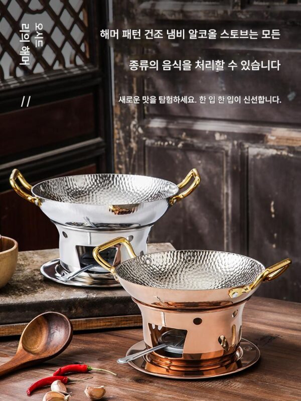 일본 수입 무지 두껍게 한 304 스테인리스 스틸 건조 냄비 상업용 알코올 스토브 특수 식기 겨울 따뜻한 수프 냄비