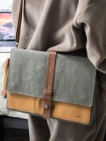 휴대용 싱글 숄더 메신저 컴퓨터 가방 심플한 여성용 14인치 서류 가방 남성용 방수 크래프트지 통근 가방 16인치 노트북 핸드백 Apple MacbookPro 13.3인치 크리에이티브 라이너 가방