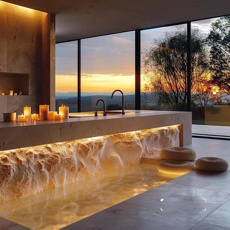 main_857804301792_0-1 고급 스톤 슬래브 아일랜드 테이블 식탁 통합형 맞춤 주방 홈 가이드 테이블 다운턴 라이트 고급 고급 서양식 주방 바 - 이미지 1