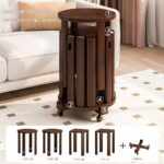 견고한 나무 의자 가정용 쌓을 수 있는 조합형 원형 의자 레스토랑 여분 쌓기 의자 식탁 식탁 의자 수납 의자