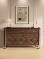 호두 사이드보드 모던 심플 거실 와인 캐비닛 티 캐비닛 주방 수납 캐비닛 견고한 나무 중세 스타일 현관 캐비닛