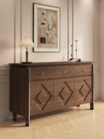 호두 사이드보드 모던 심플 거실 와인 캐비닛 티 캐비닛 주방 수납 캐비닛 견고한 나무 중세 스타일 현관 캐비닛 - 이미지 2