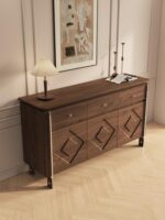 호두 사이드보드 모던 심플 거실 와인 캐비닛 티 캐비닛 주방 수납 캐비닛 견고한 나무 중세 스타일 현관 캐비닛 - 이미지 3