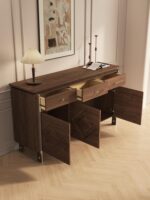 호두 사이드보드 모던 심플 거실 와인 캐비닛 티 캐비닛 주방 수납 캐비닛 견고한 나무 중세 스타일 현관 캐비닛 - 이미지 4