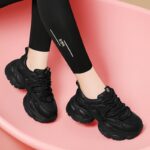 [정품 카운터] 올블랙 대드 슈즈 인스 트렌드 2024 신상 가을 겨울 여성화 플러스 벨벳 캐주얼 스포츠 - 이미지 5