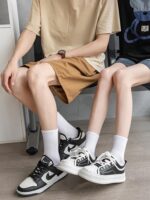 신장 코튼 솔리드 화이트 양말 3켤레 남녀 짧은 양말 중간 튜브 양말 스포츠 학생 양말 트렌디 커플 롱 양말 - 이미지 4